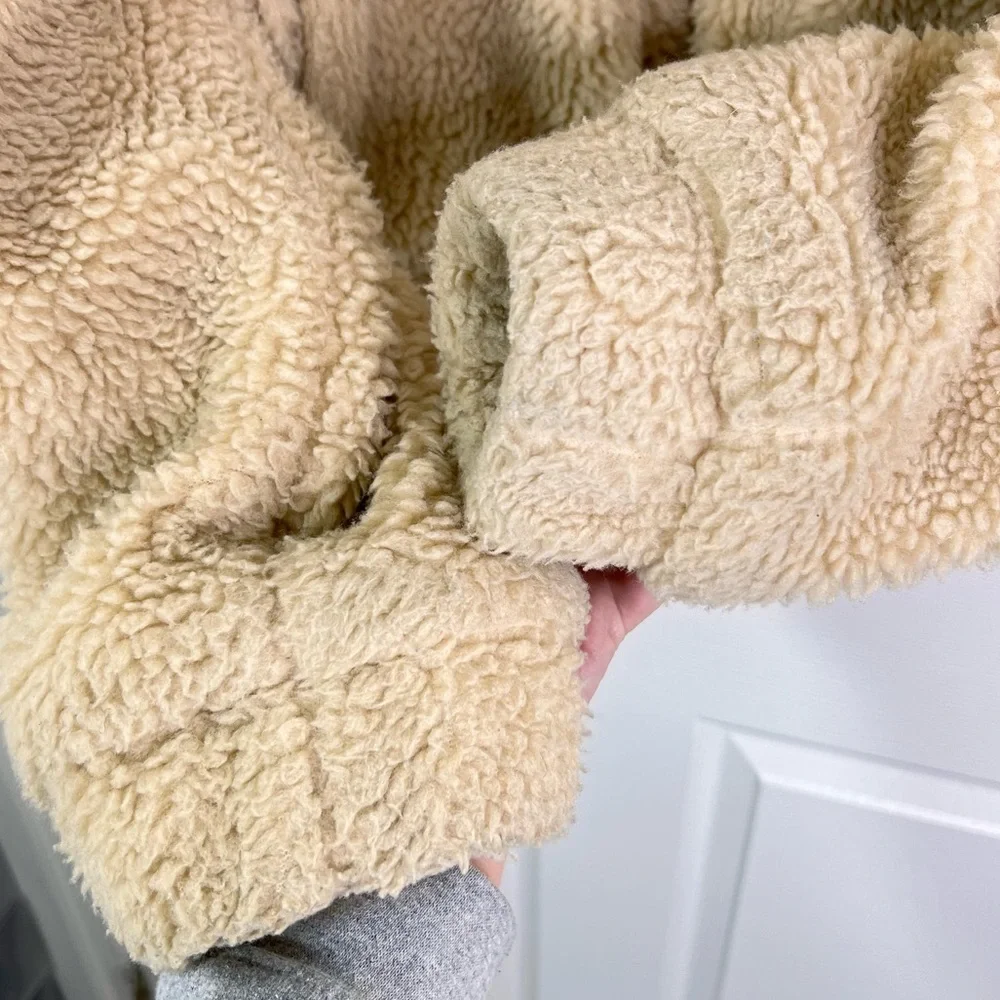 Thread & Supply Anthropologie Full Zip Teddy Jacket in Taupe Size S - Picture 6 of 15